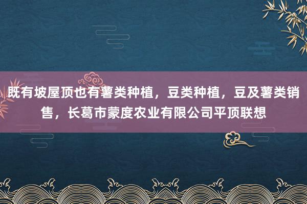 既有坡屋顶也有薯类种植，豆类种植，豆及薯类销售，长葛市蒙度农业有限公司平顶联想